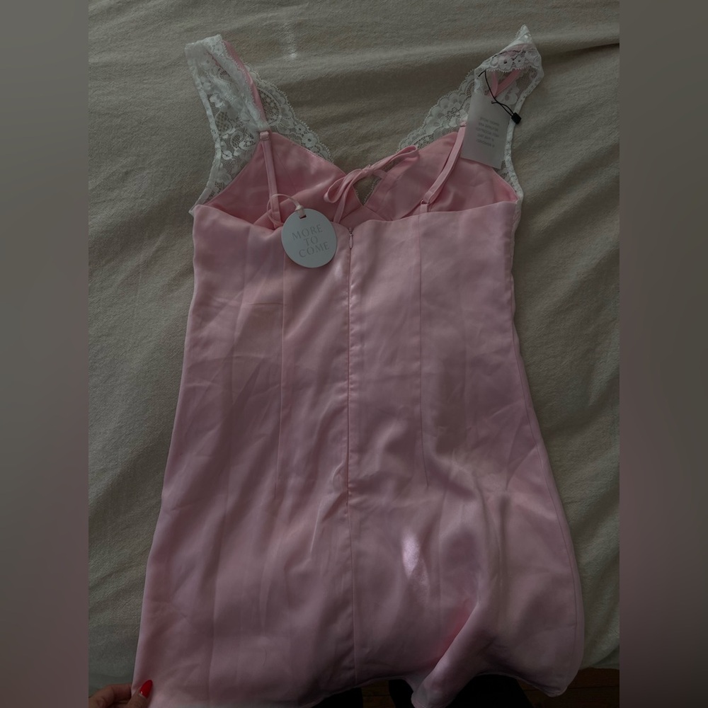 More to come Ruth Mini dress Elegant Pink Lace Trim Dress - Picture 6 of 6